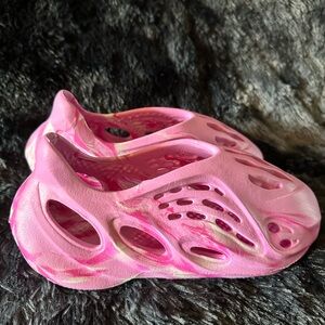 Pink and White Slip-On Clogs